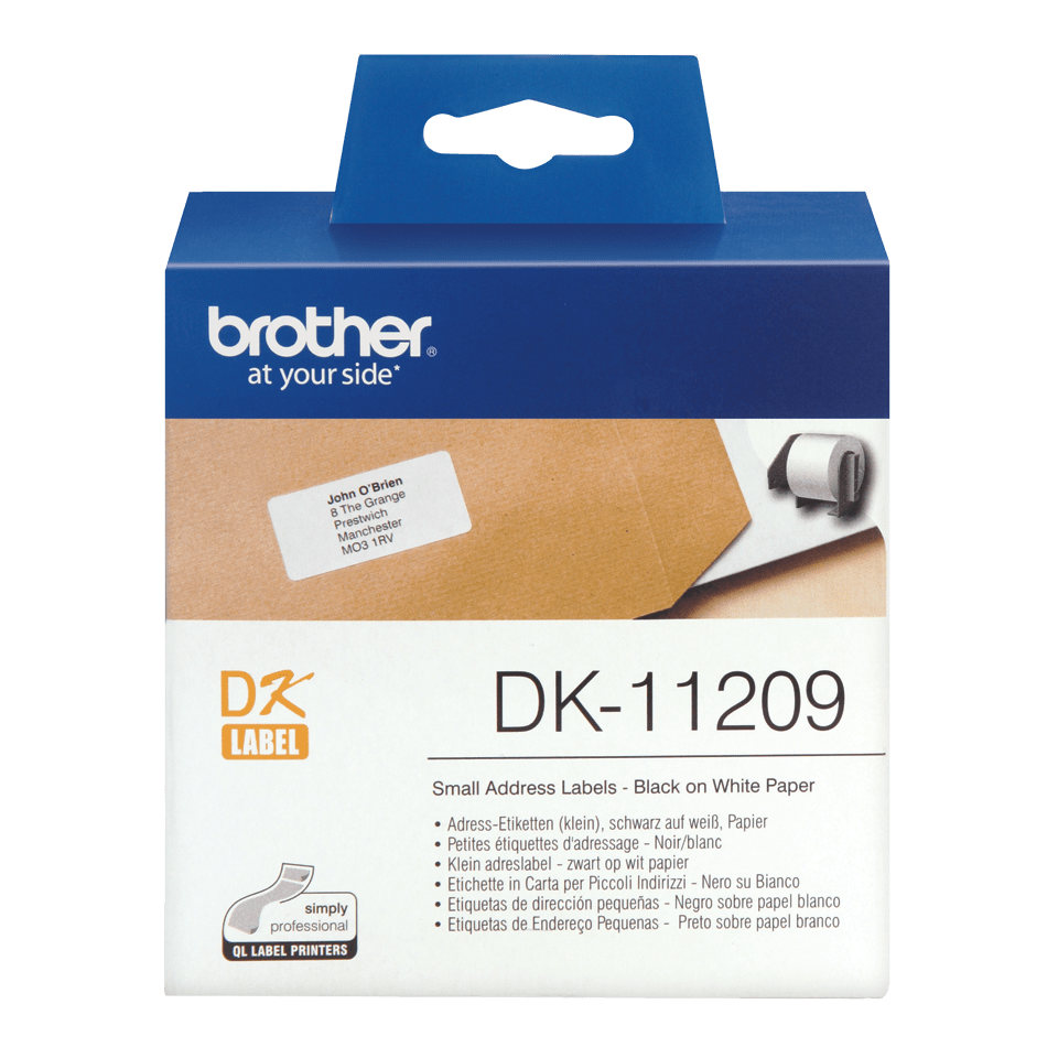 DK11209 Brother 29mm x62mm White Small Address Labels 800 per roll