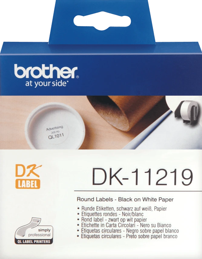 DK11219 Brother 12mm Round Labels 1200 per roll