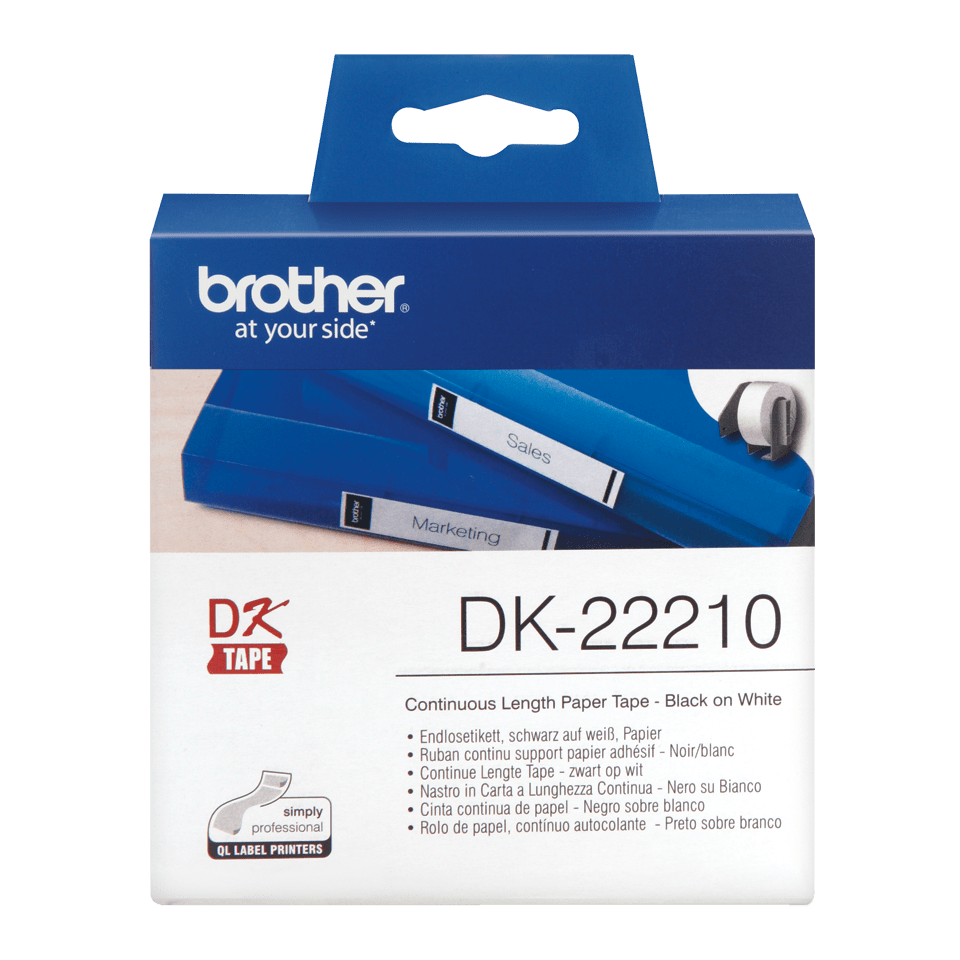 DK22210 Brother 29mm Continuous Length Paper Tape White