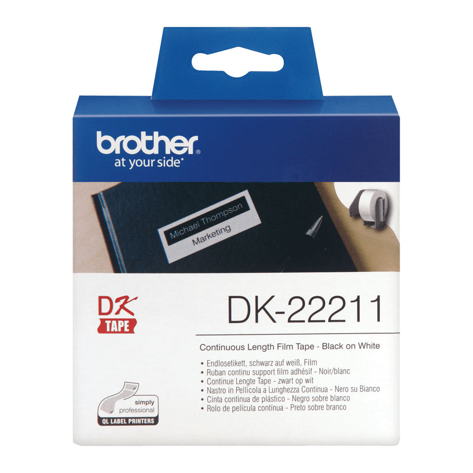 DK22211 Brother 29mm Continuous Length Film Tape White