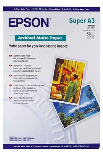A3+ 192gsm Epson Archival Matte Paper 50 sheets