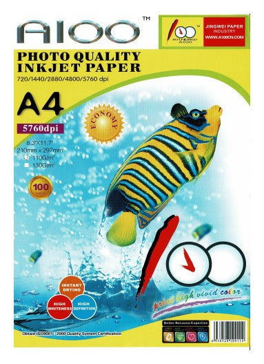 A4 108gsm Photo Quality Inkjet Matte Paper 100 sheets