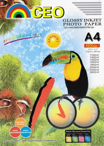 A4 230gsm High Glossy Photo Paper 20 Sheets