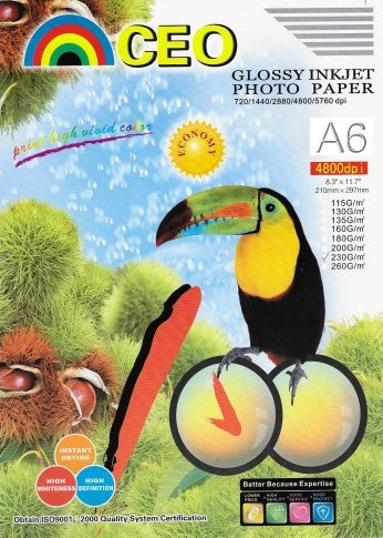 A6 180gsm Glossy Photo Paper 100 sheets