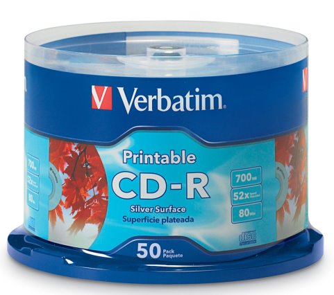 Verbatim CD-R 700MB 52x White Printable 50 Pack on Spindle