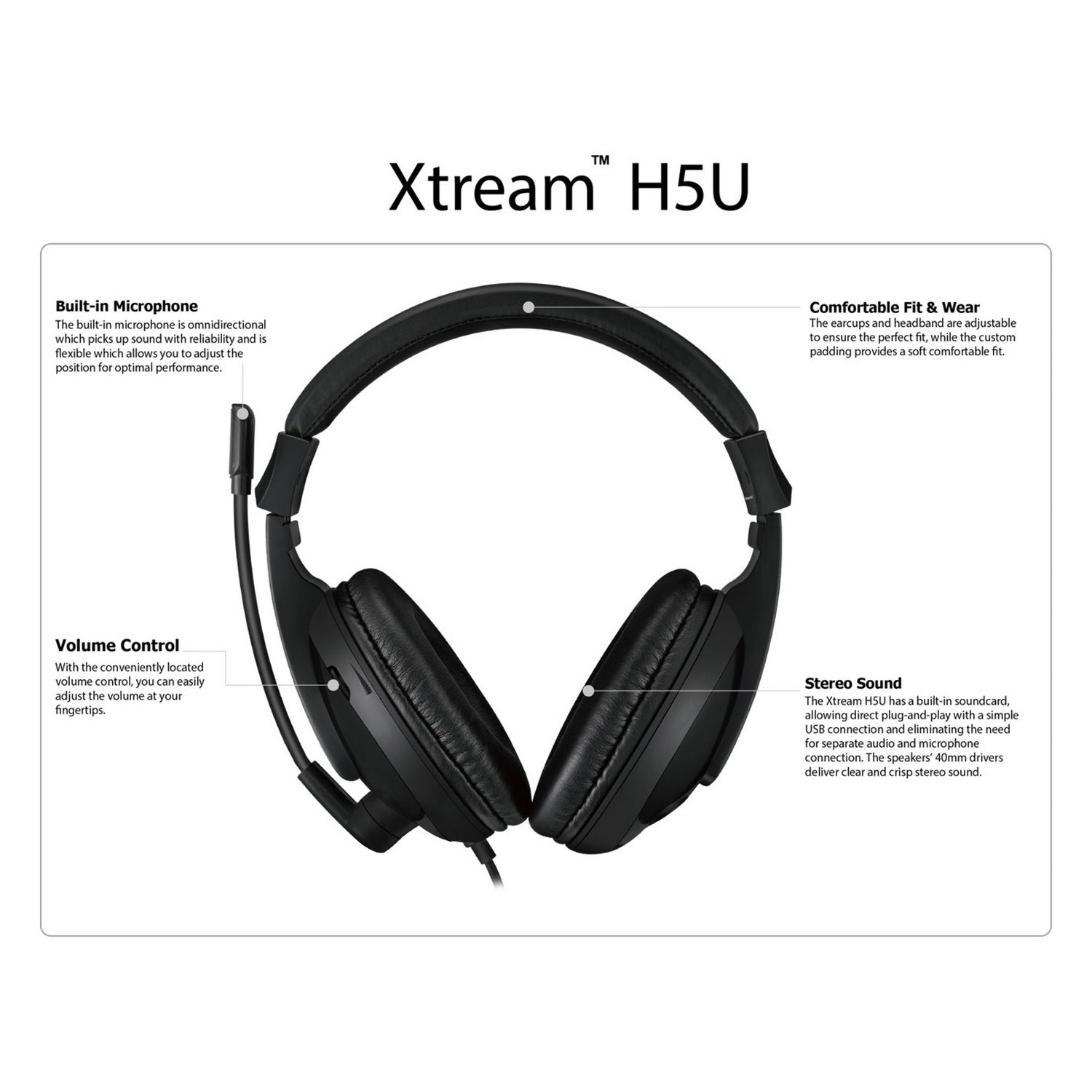TechWarehouse Adesso Xtream H5U Headset Adesso