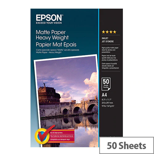 A4 178gsm Epson Double-sided Matt Paper 50 sheets