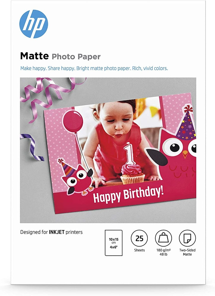 TechWarehouse 4x6 180gsm HP Matte Dual Side Photo Paper - 20 Sheets HP