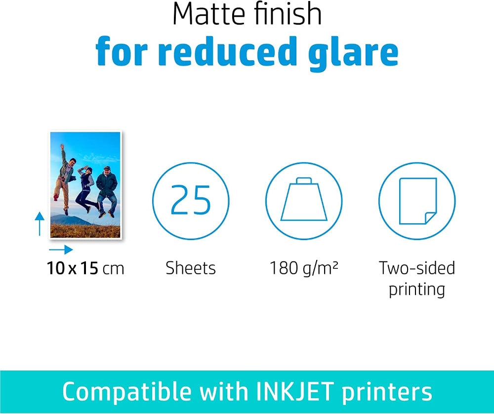TechWarehouse 4x6 180gsm HP Matte Dual Side Photo Paper - 20 Sheets HP
