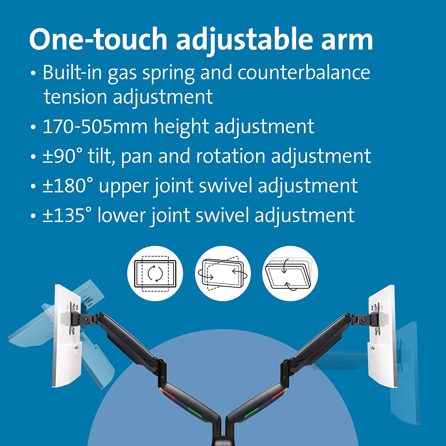 TechWarehouse Kensington SmartFit Mounting Arm for Dual Monitor, VESA 75x75 & 100x100 Kensington