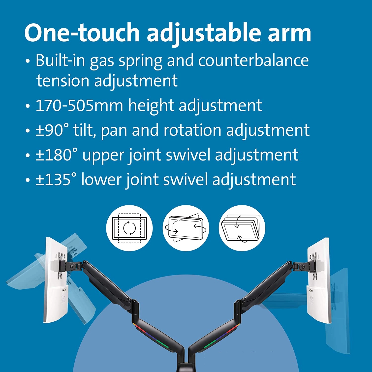 Kensington SmartFit Mounting Arm for Dual Monitor, VESA 75x75 & 100x100