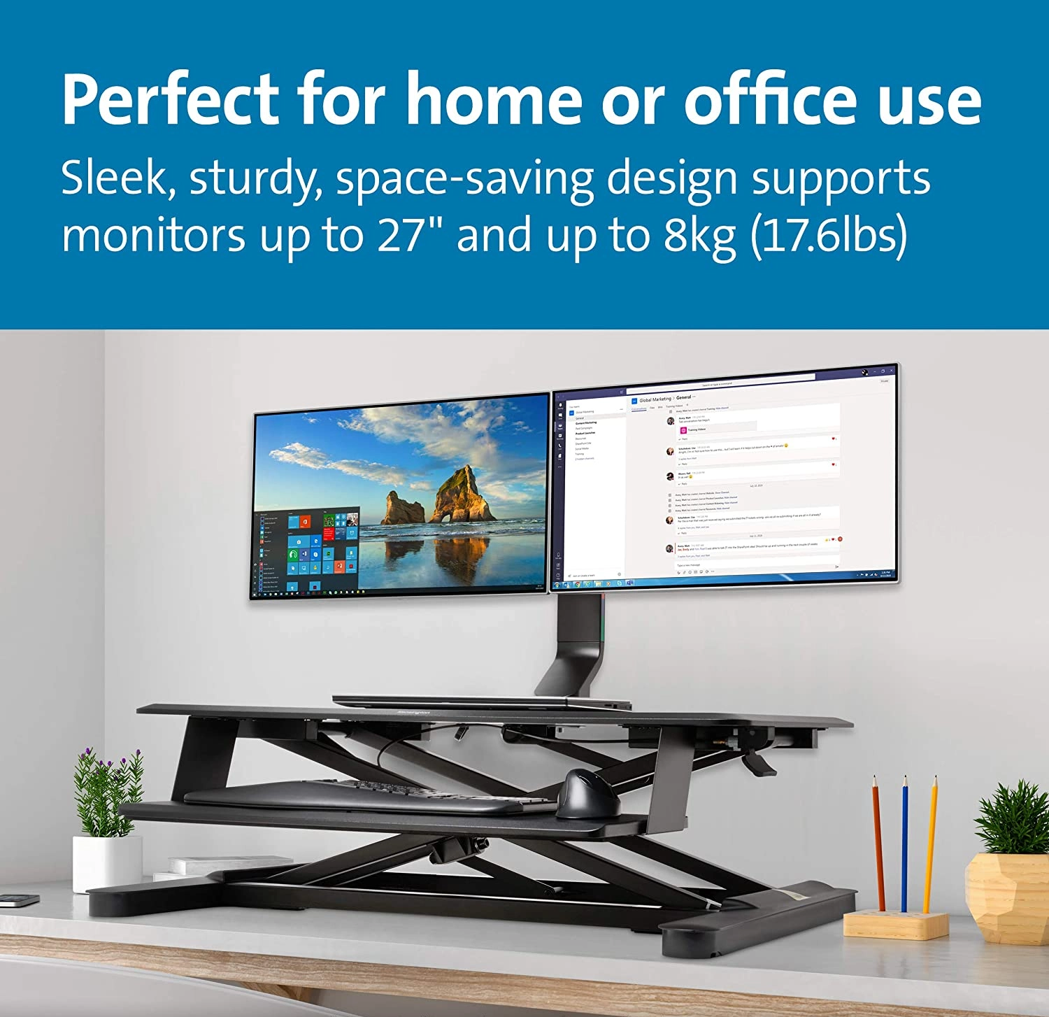 TechWarehouse Kensington SmartFit Shallow Desk Mount Dual Monitor, VESA 75x75 & 100x100 Kensington