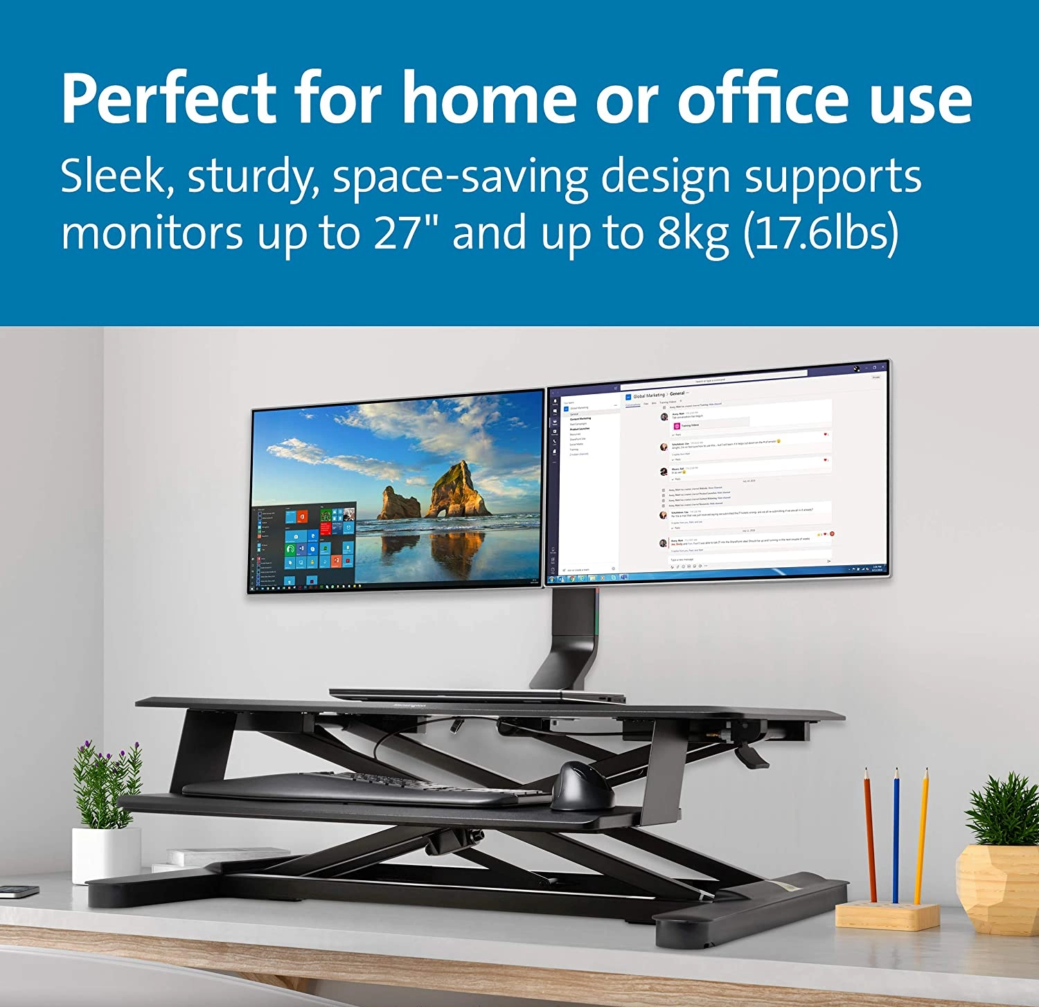 Kensington SmartFit Shallow Desk Mount Dual Monitor, VESA 75x75 & 100x100