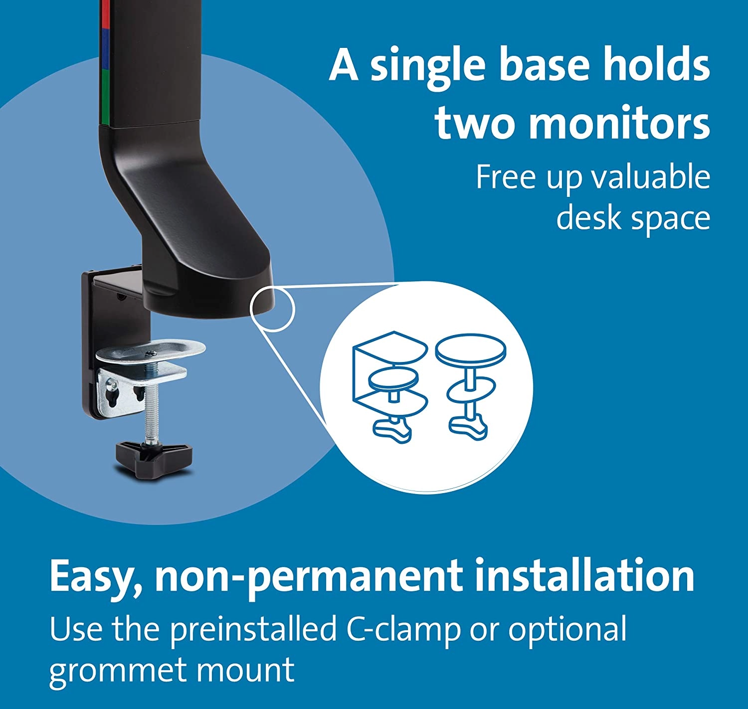 Kensington SmartFit Shallow Desk Mount Dual Monitor, VESA 75x75 & 100x100