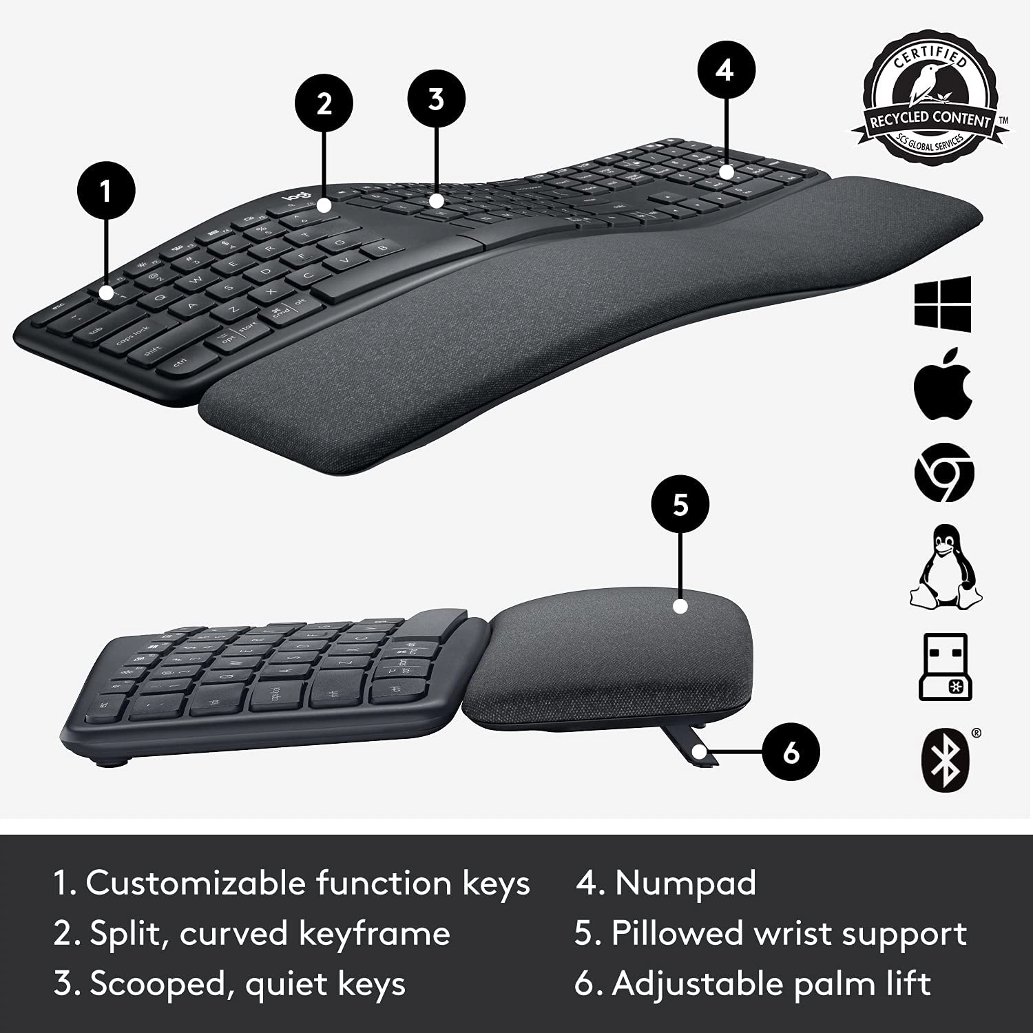 Logitech K860 Ergonomic Wireless Keyboard