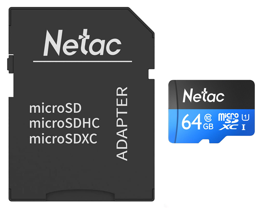 Netac P500 64GB UHS-I Micro SDXC Card w/ Adapter
