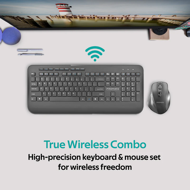 TechWarehouse Promate Ergo Wireless Keyboard & Contour Mouse Combo Promate