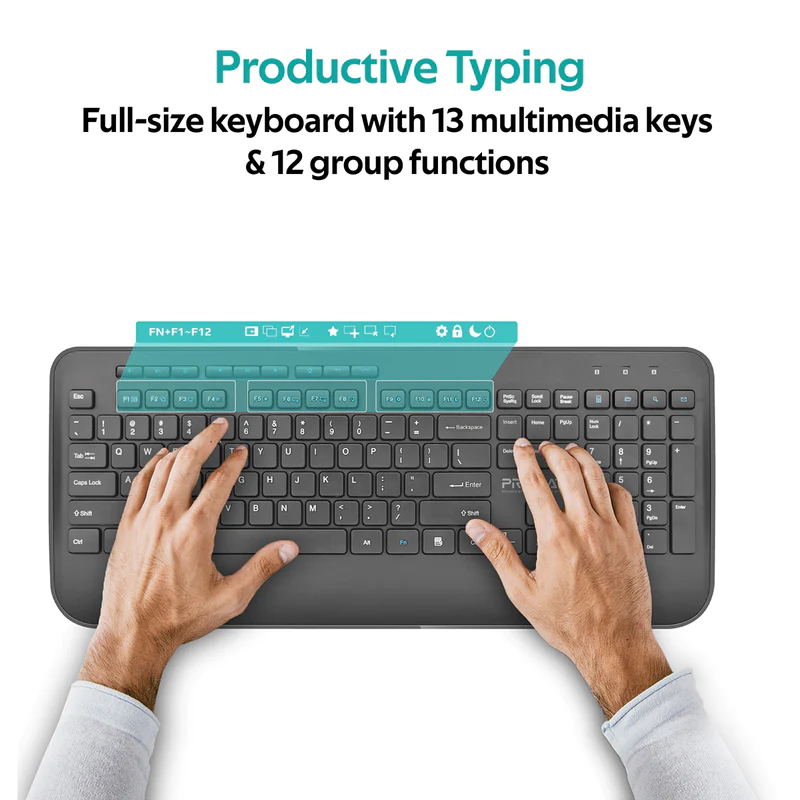 TechWarehouse Promate Ergo Wireless Keyboard & Contour Mouse Combo Promate
