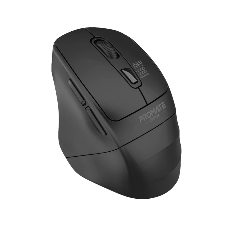 Promate Black Ergonomic Silent Click Wireless Mouse