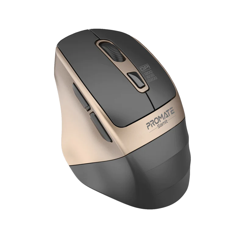 Promate Gold Ergonomic Silent Click Wireless Mouse