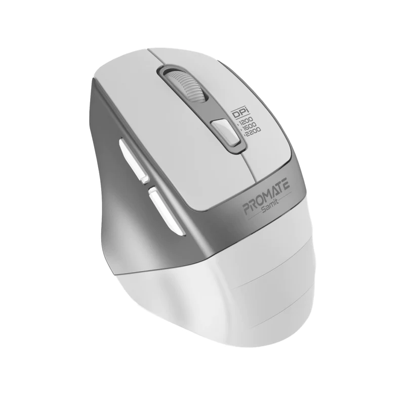 Promate White Ergonomic Silent Click Wireless Mouse
