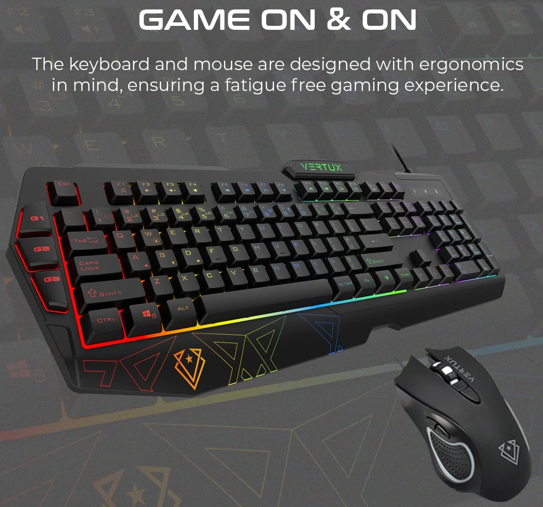 VERTUX Ergonomic Gaming Keyboard & Mouse