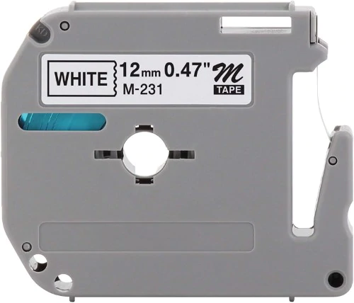 MK231 Compatible P-Touch 12mm Tape Black on White for Brother
